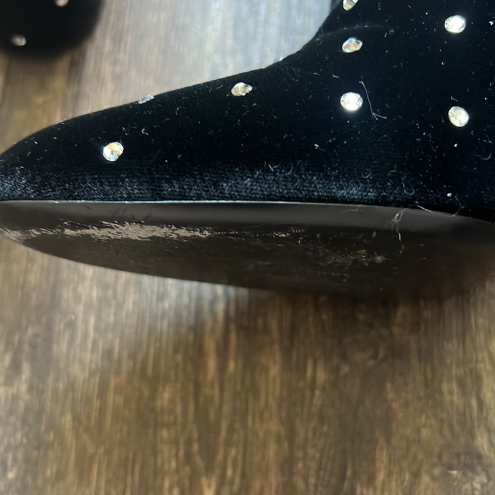 SAINT LAURENT Crystal Embellished Velvet Loulou Pin Boots - Picture 6 of 11